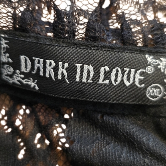 Dark In Love Black Lace Victorian/Gothic Blouse With Cross Size XXL in EUC - Picture 10 of 11
